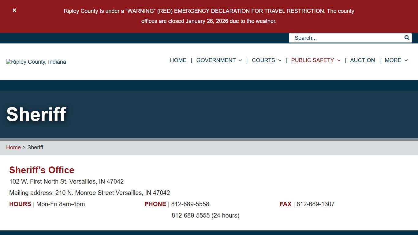 Sheriff Ripley County, Indiana