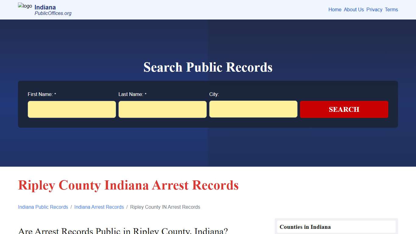 Ripley County, IN Arrest Records Search – PublicOffices.org