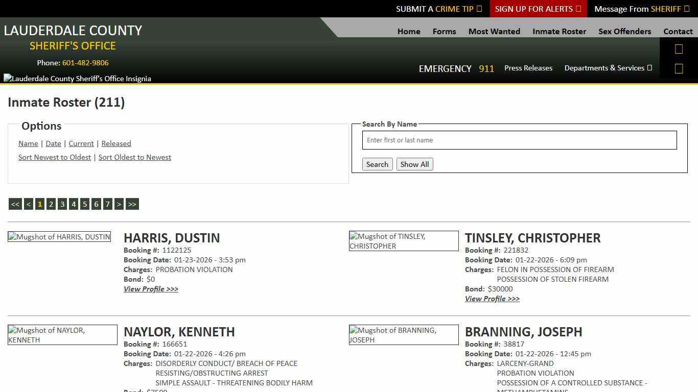 Inmate Roster - Current Inmates Booking Date Descending - Lauderdale County Sheriff